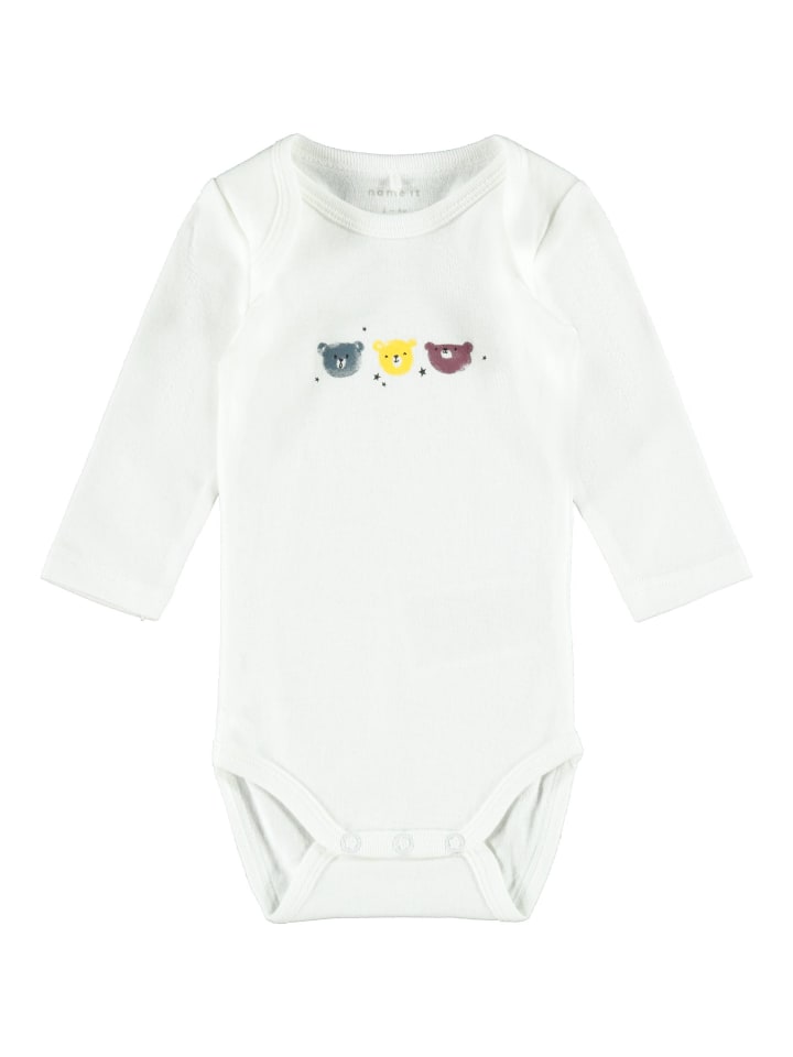 name it 3er Pack Baby langarm Body mit Teddy Motiv in Blau günstig kaufen
