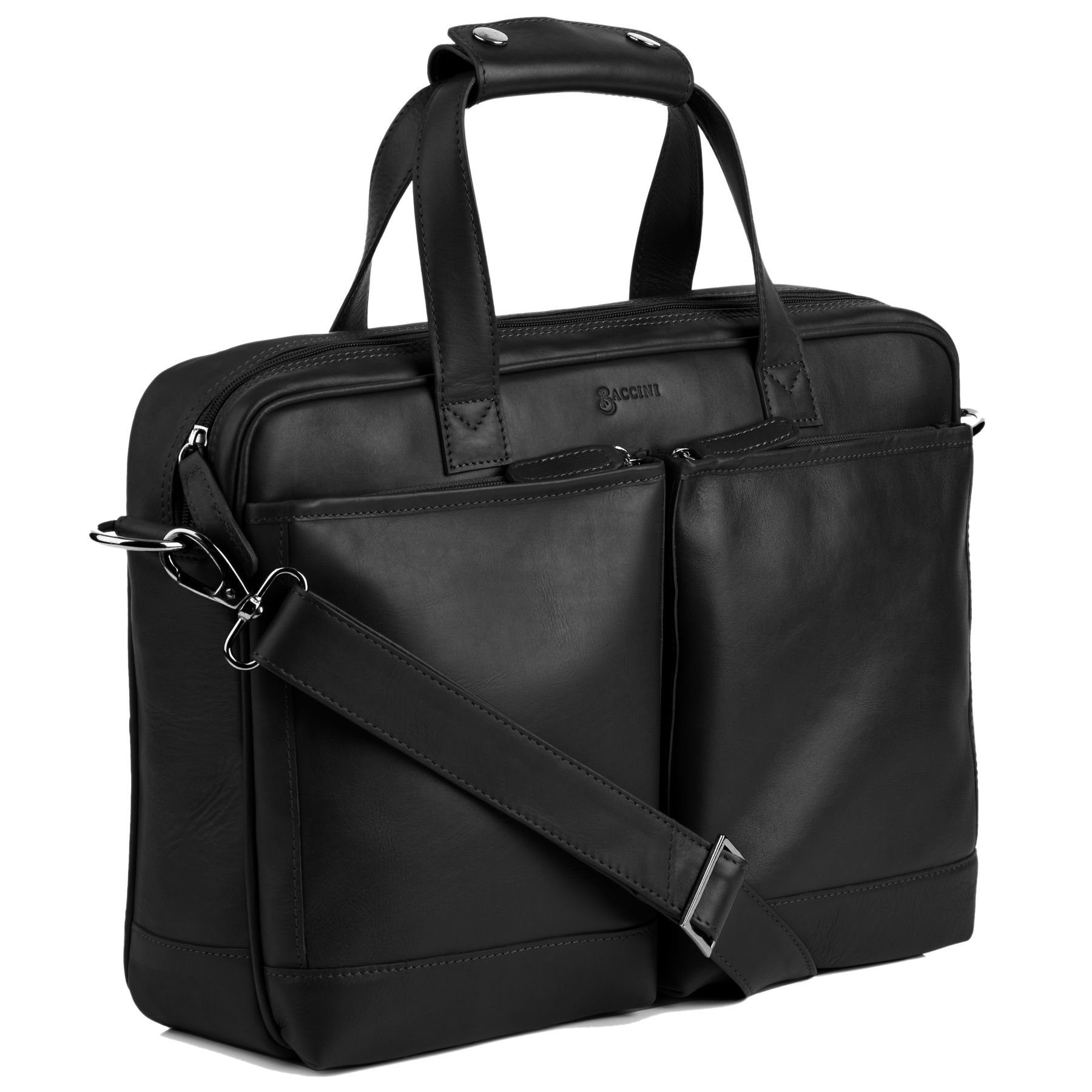 BACCINI Laptoptasche Leder Businesstasche Herren MARCO, Laptoptasche 15,4 Zoll, Aktentasche Echtleder Herren schwarz