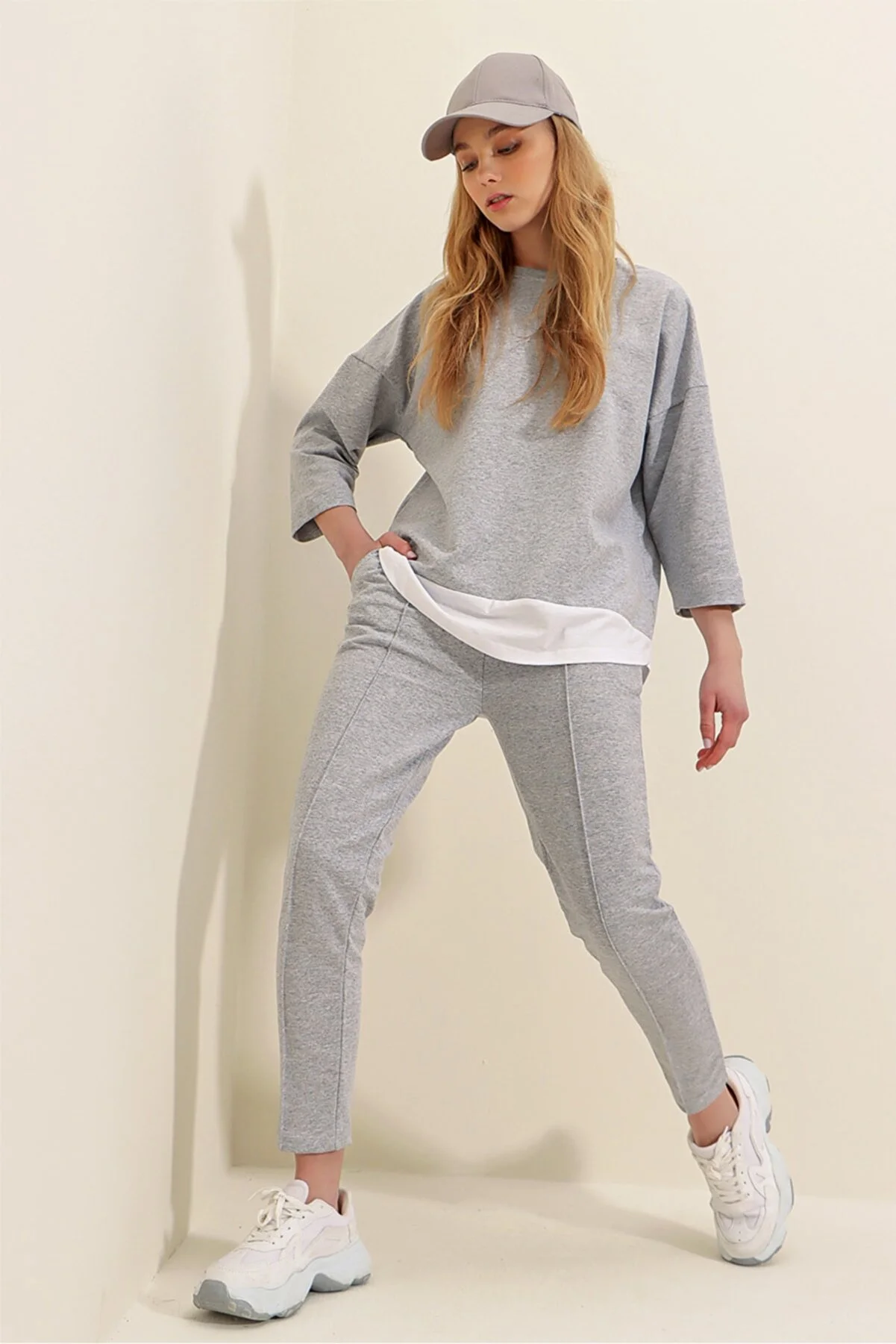 Trend Alaçatı Stili  Zweiteiler - Grau - Regular Fit