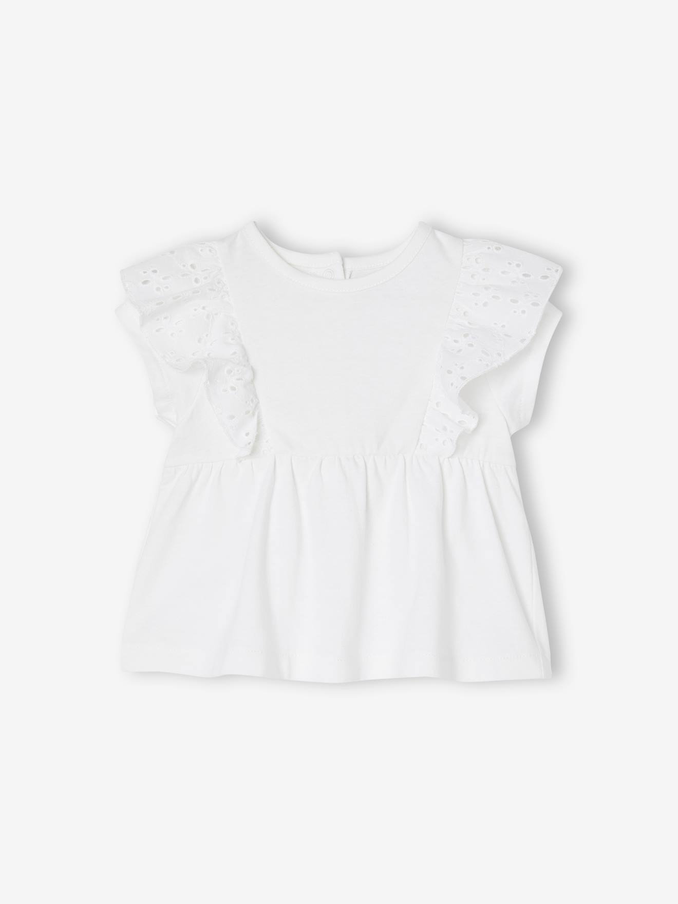 T-shirt bébé volant en broderie anglaise caramel