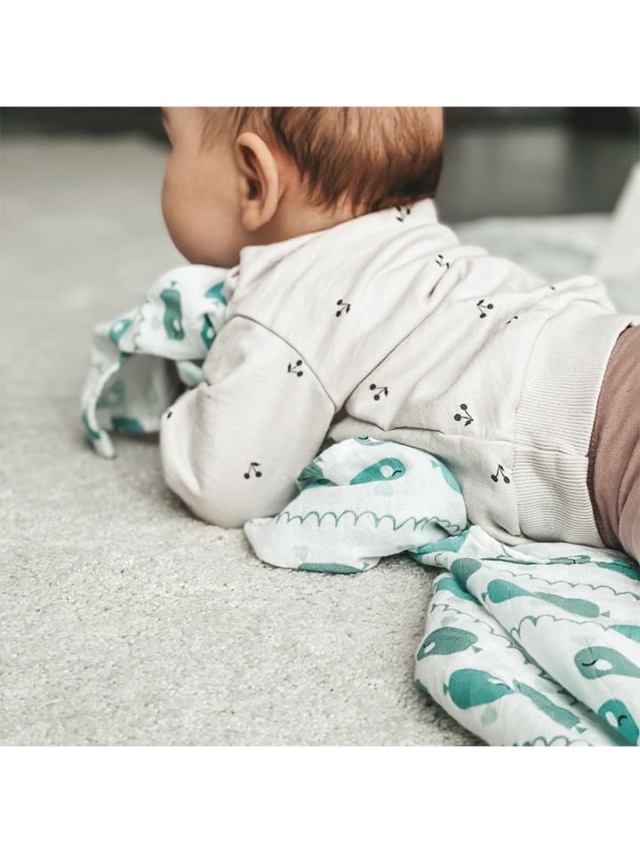Emma&Noah 3er-Set: Mullwindeln in Weiß/ Blau günstig kaufen 70x70 cm
