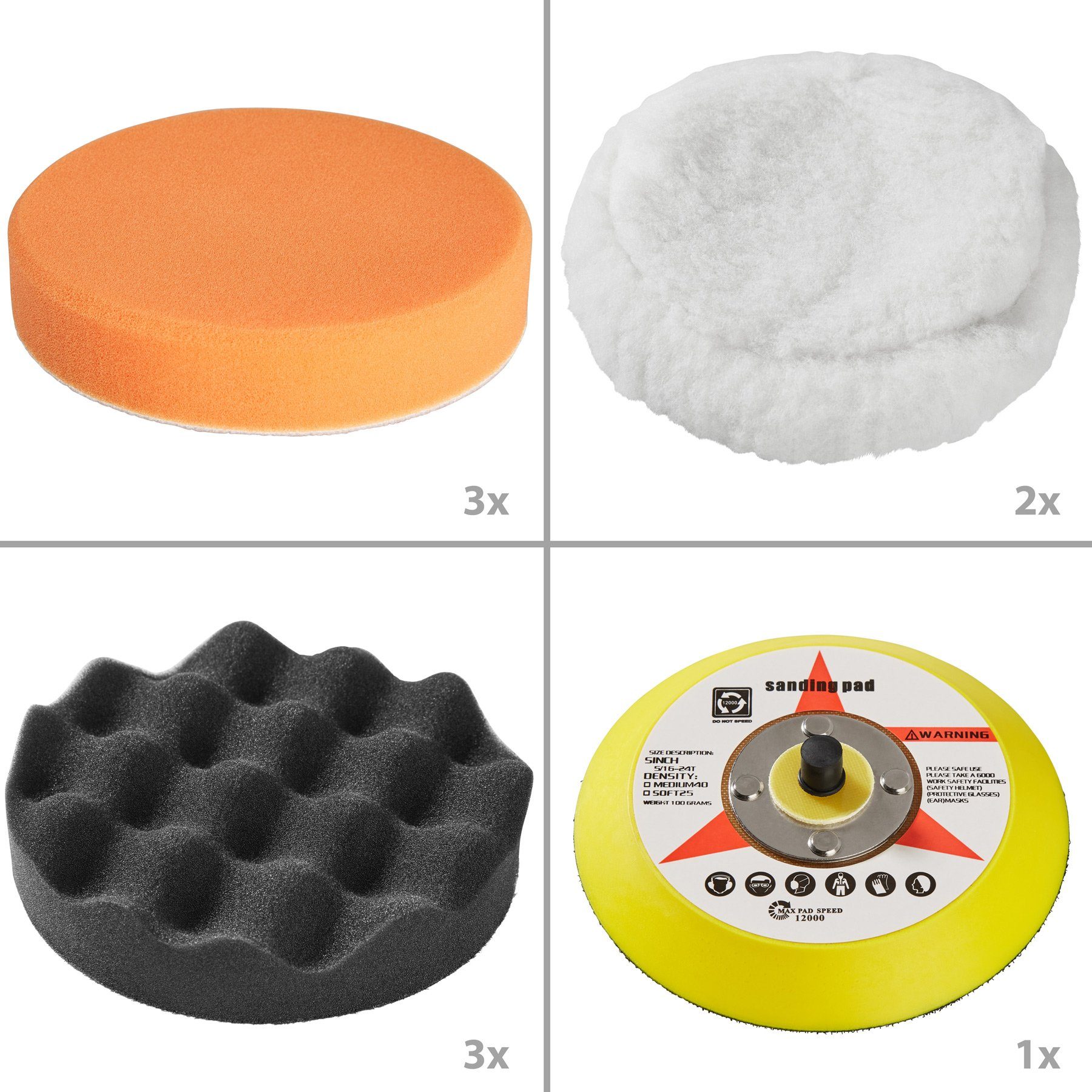tectake Poliermaschine Exzenter Poliermaschine 710W mit Koffer, Ø 15,00 mm, (17 tlg)