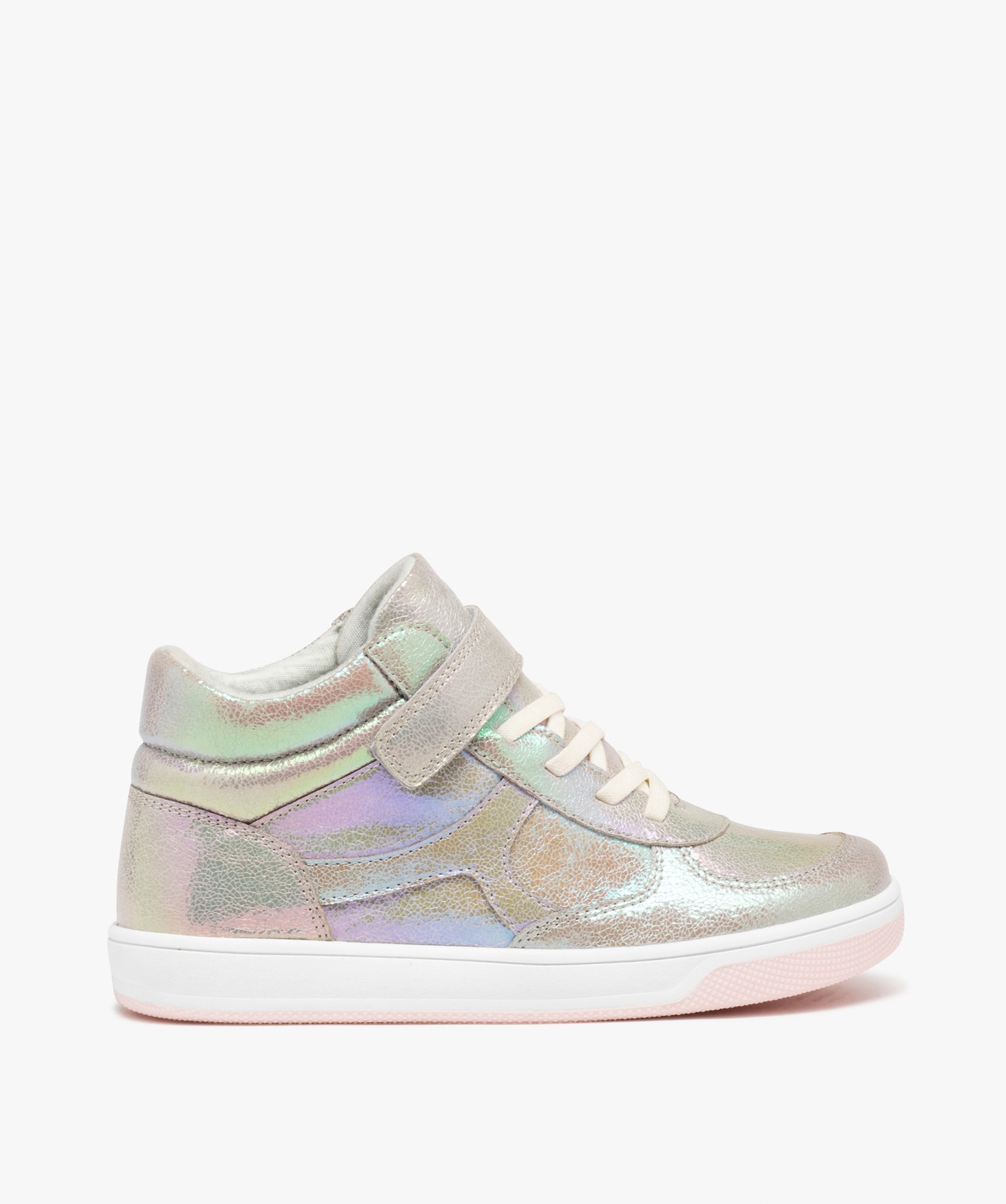 Baskets fille mid-cut irisées à scratch multicolore | GEMO