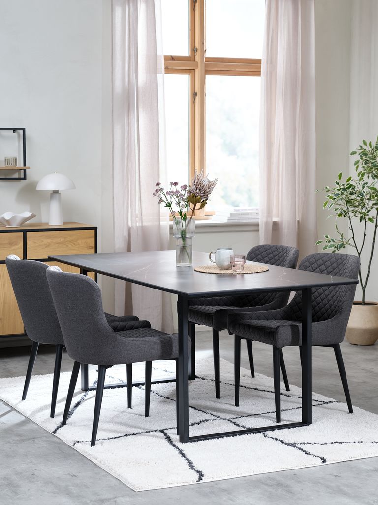 MOSELUND PEBRINGE MOSELUND L180 stół ceramiczny 4 krzesła PEBRINGE szary/szary
