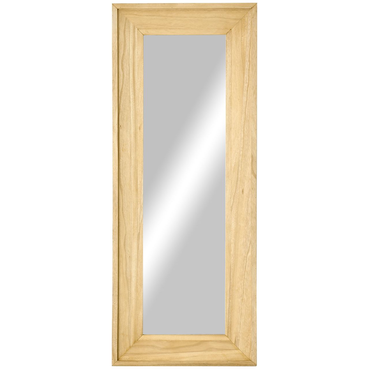 HOMCOM Wandspiegel Hängespiegel 150 x 60cm Garderobenspiegel Ganzkörperspiegel Flurspiegel mit Holzrahmen Wohnzimmerspiegel für Schlafzimmer Elegant MDF Tannenholz Natur