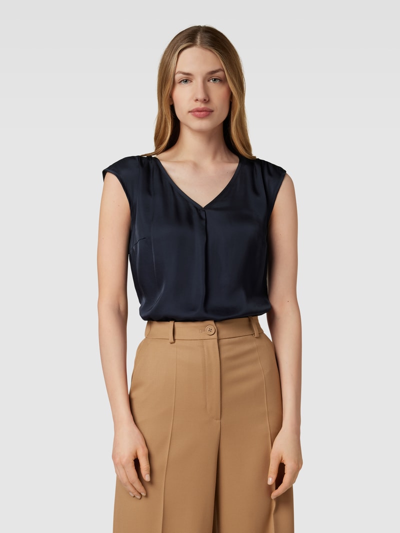 Blusenshirt mit V-Ausschnitt in marineblau