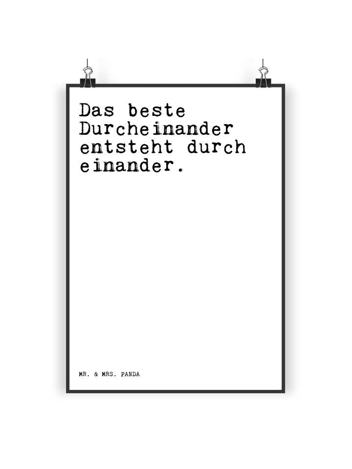 Mr. & Mrs. Panda Poster Das beste Durcheinander entsteht... mit ... in Weiß günstig kaufen