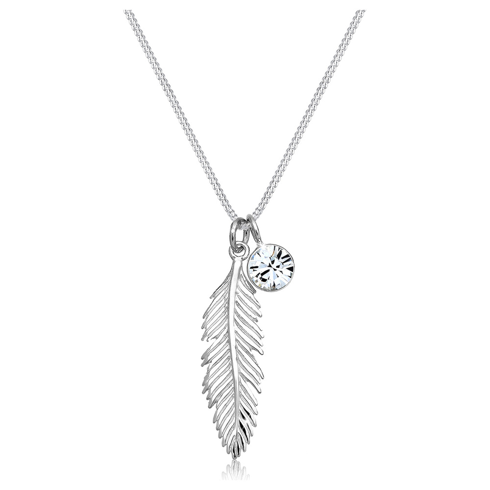 Elli Elli by Julie & Grace Collier Femme Plume Cristal en Argent Sterling 925, Collier collier