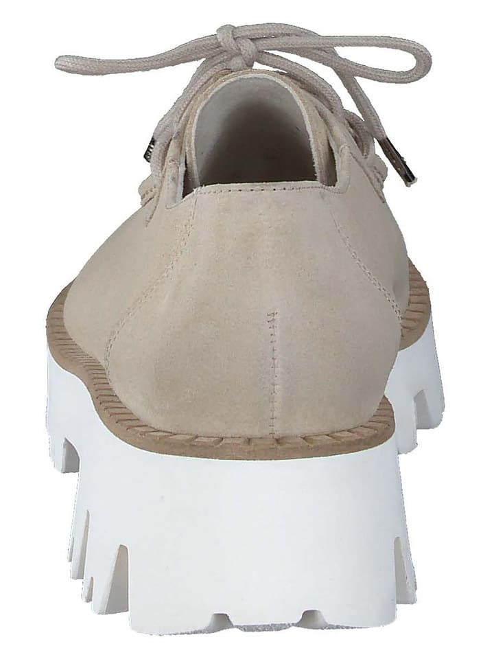 Paul Green Leder-Schnürschuhe in Beige/ Weiß günstig kaufen