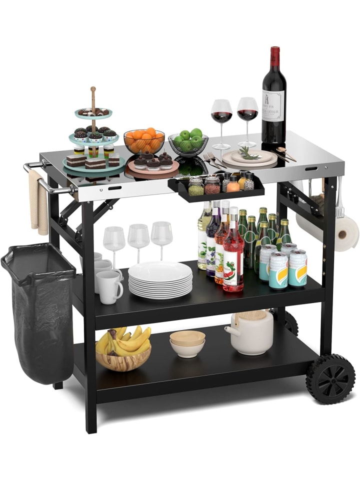 COSTWAY Grillwagen 3 Ablagen in Schwarz günstig kaufen onesize