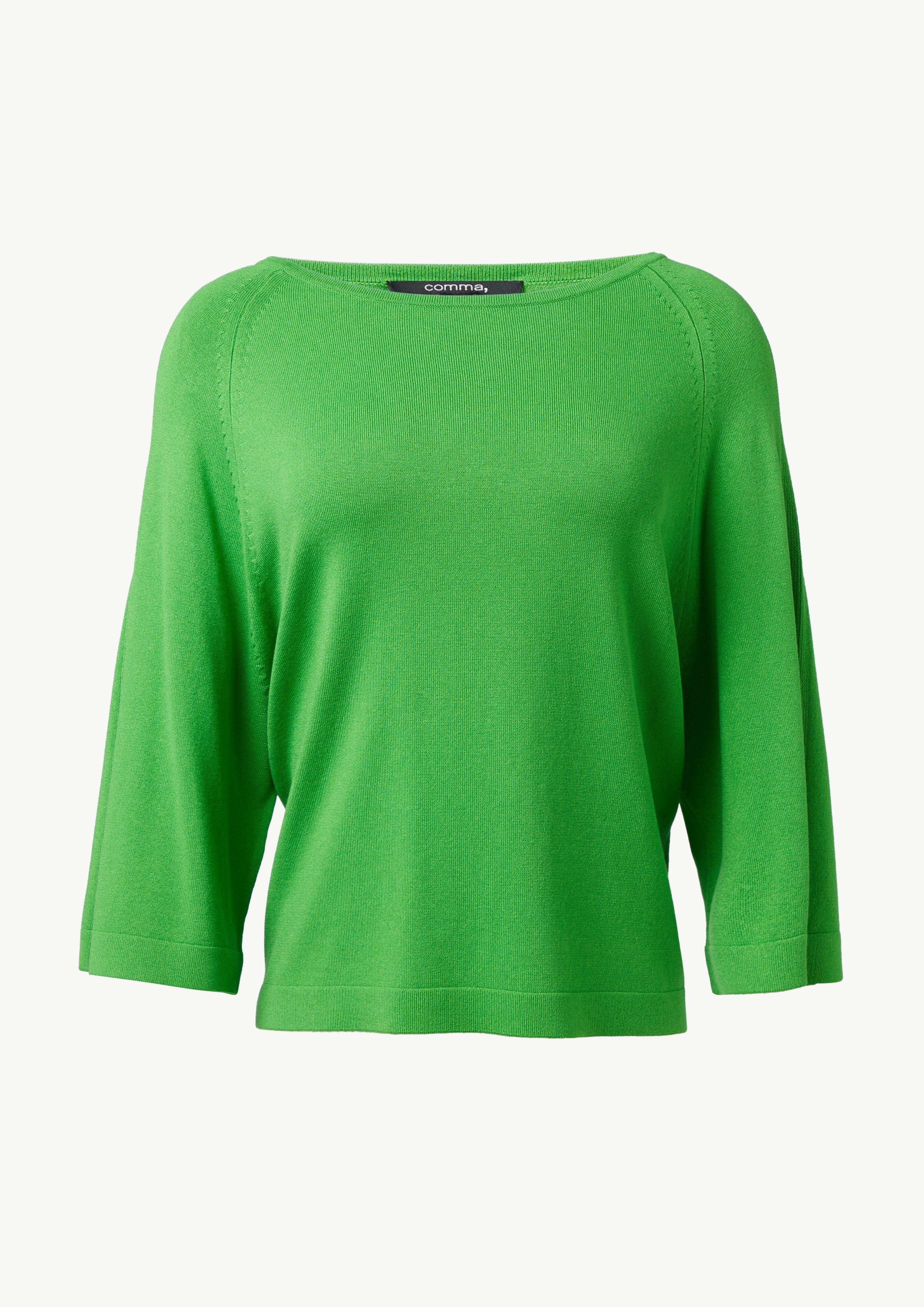 Feinstrickpullover mit weiten Ärmeln - grün