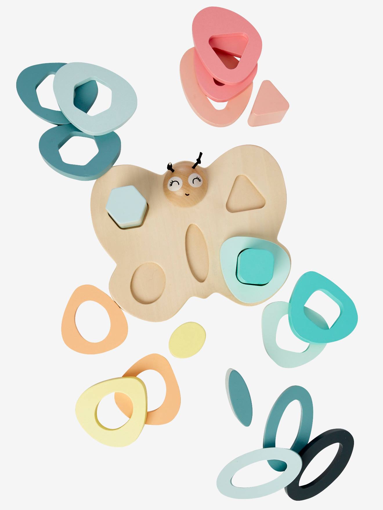 Papillon des formes à encastrer en bois FSC® multicolore