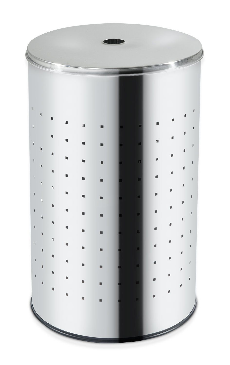 Home4You Wäschetonne Wäschesammler, 54 Liter Fassungsvermögen, Edelstahl, Höhe 57 cm, mit Deckel und Belüftungslöchern