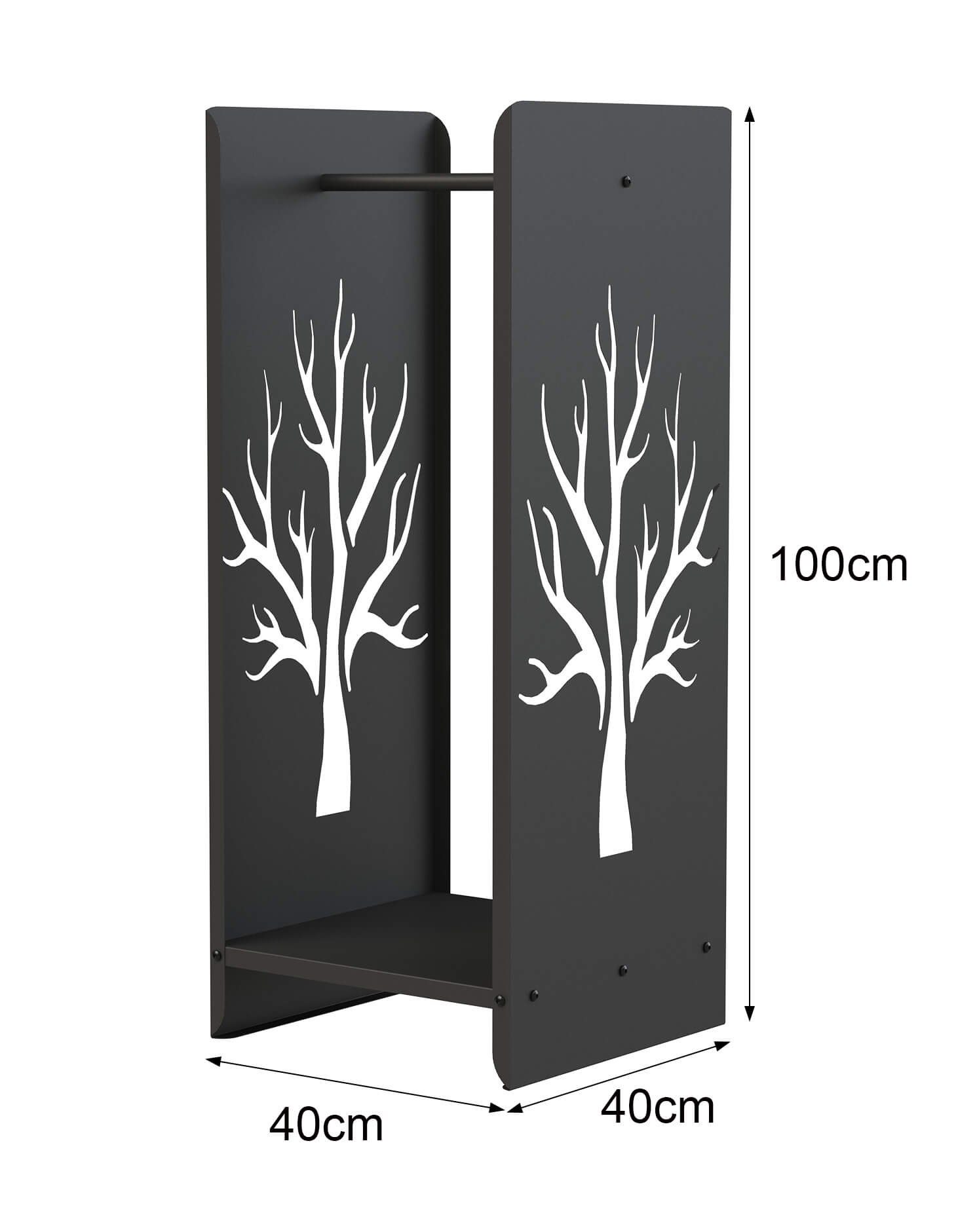 DanDiBo Kaminholzregal Kaminholzregal Innen Metall Schwarz 100 cm Kaminholzständer 96428