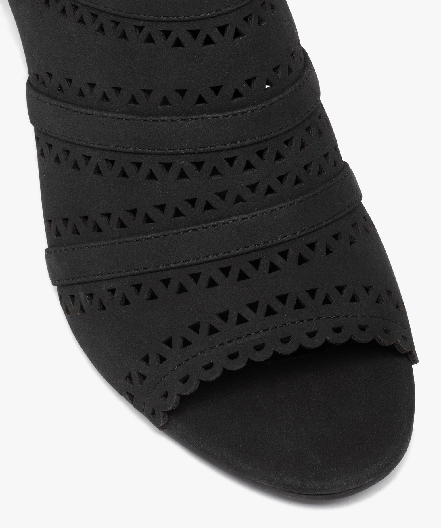 Sandales femme à talon dessus couvrant ajouré noir | GEMO
