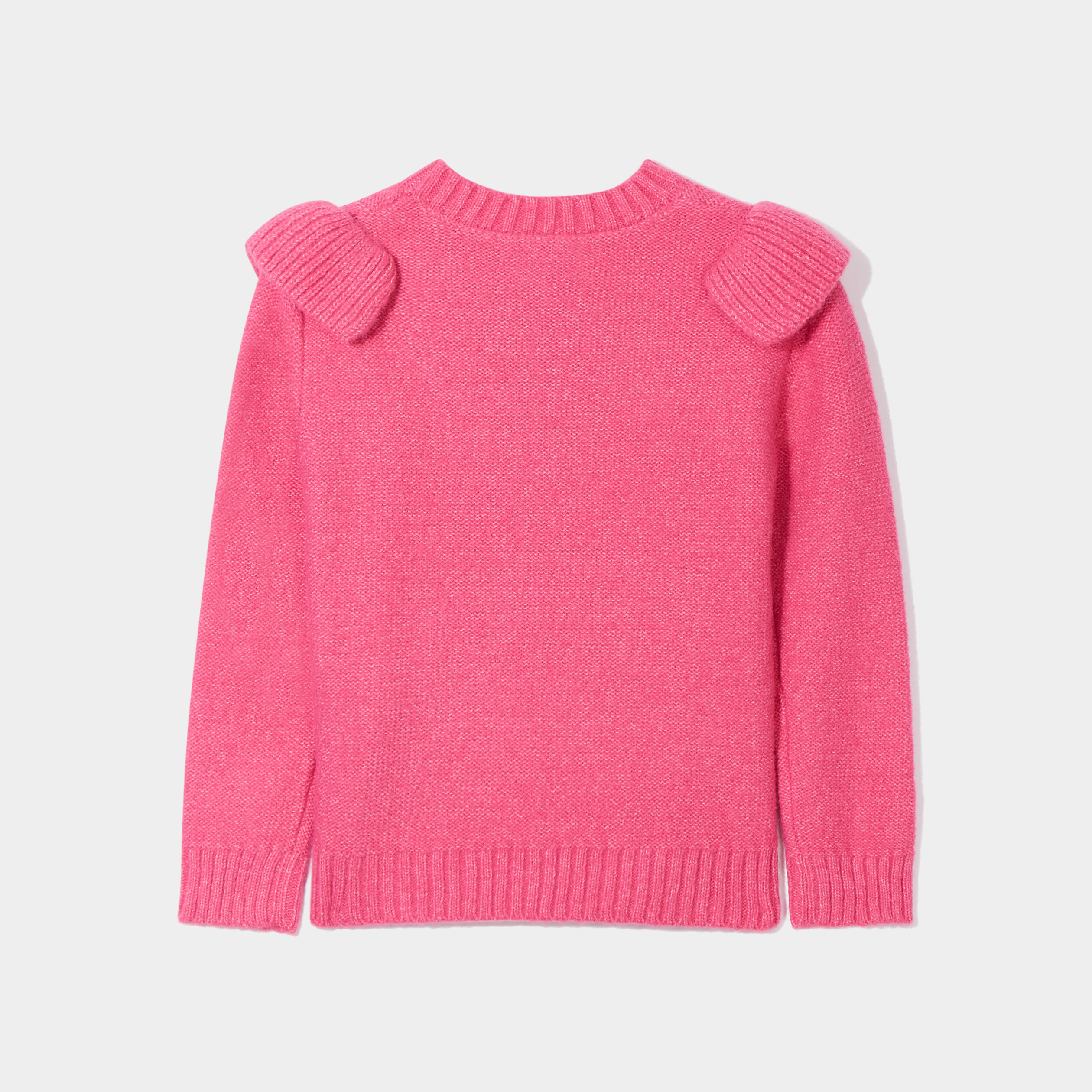 Pull avec volants et torsades rose fushia fille | La Halle