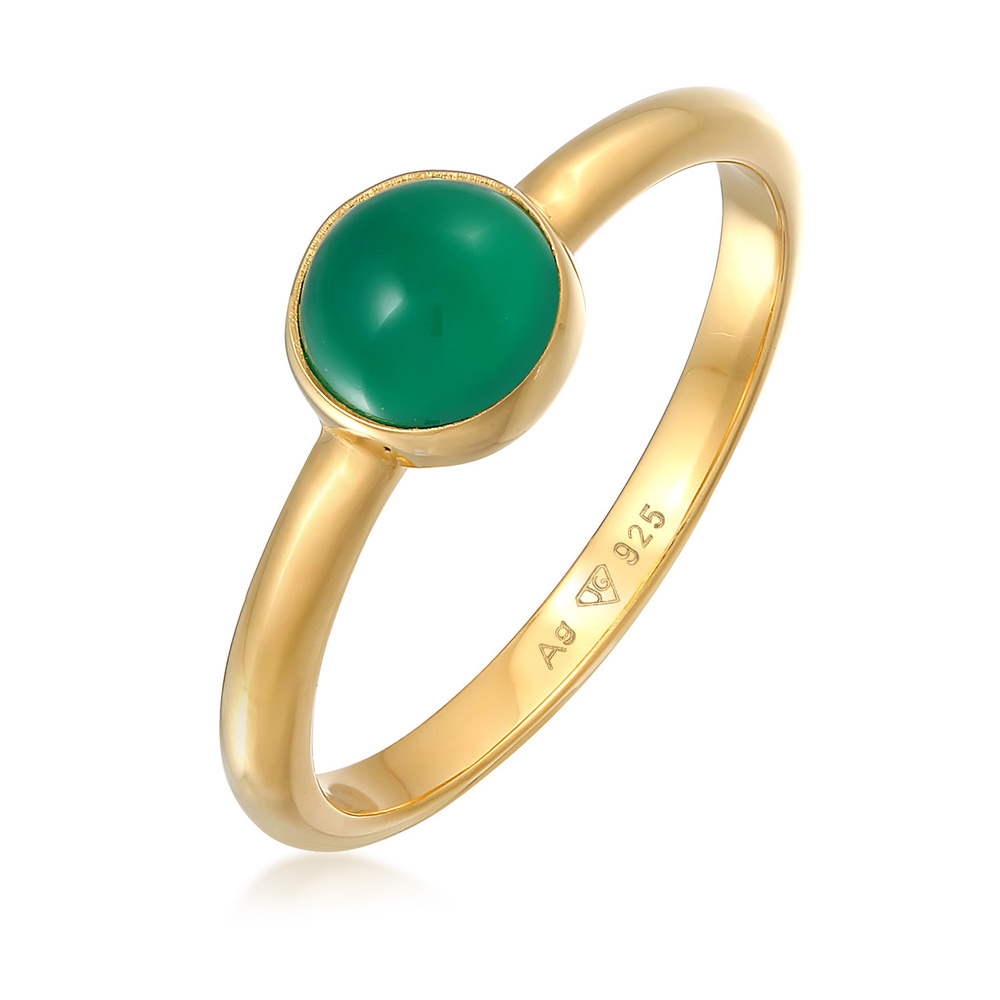 Elli PREMIUM Elli PREMIUM Bague Femmes Solitaire Basique Vert avec pierre précieuse Agate en A Bague