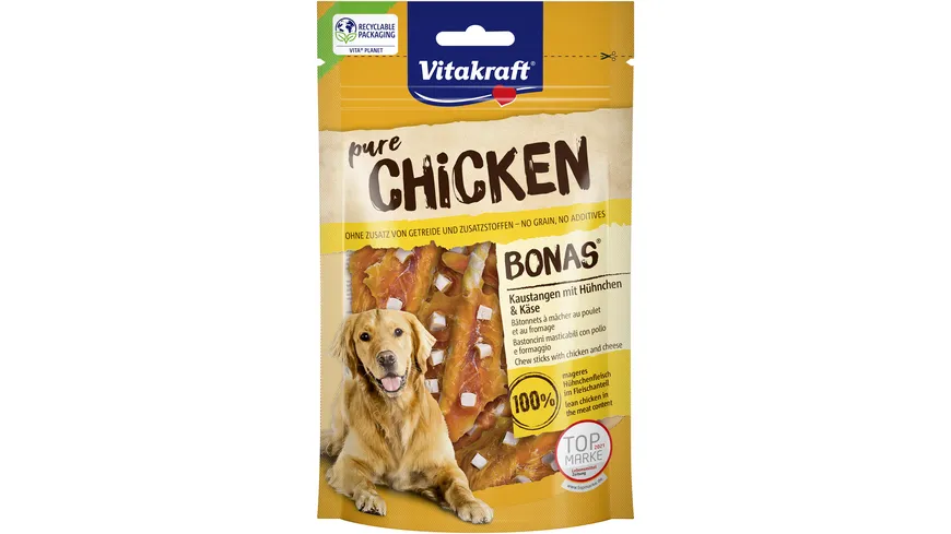 Vitakraft Hundesnack CHICKEN Bonas® Kaustangen Huhn & Käse 80 g