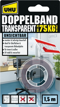 UHU DOPPELBAND transparent, 19 mm breit auf 1,5 m Länge - ATU