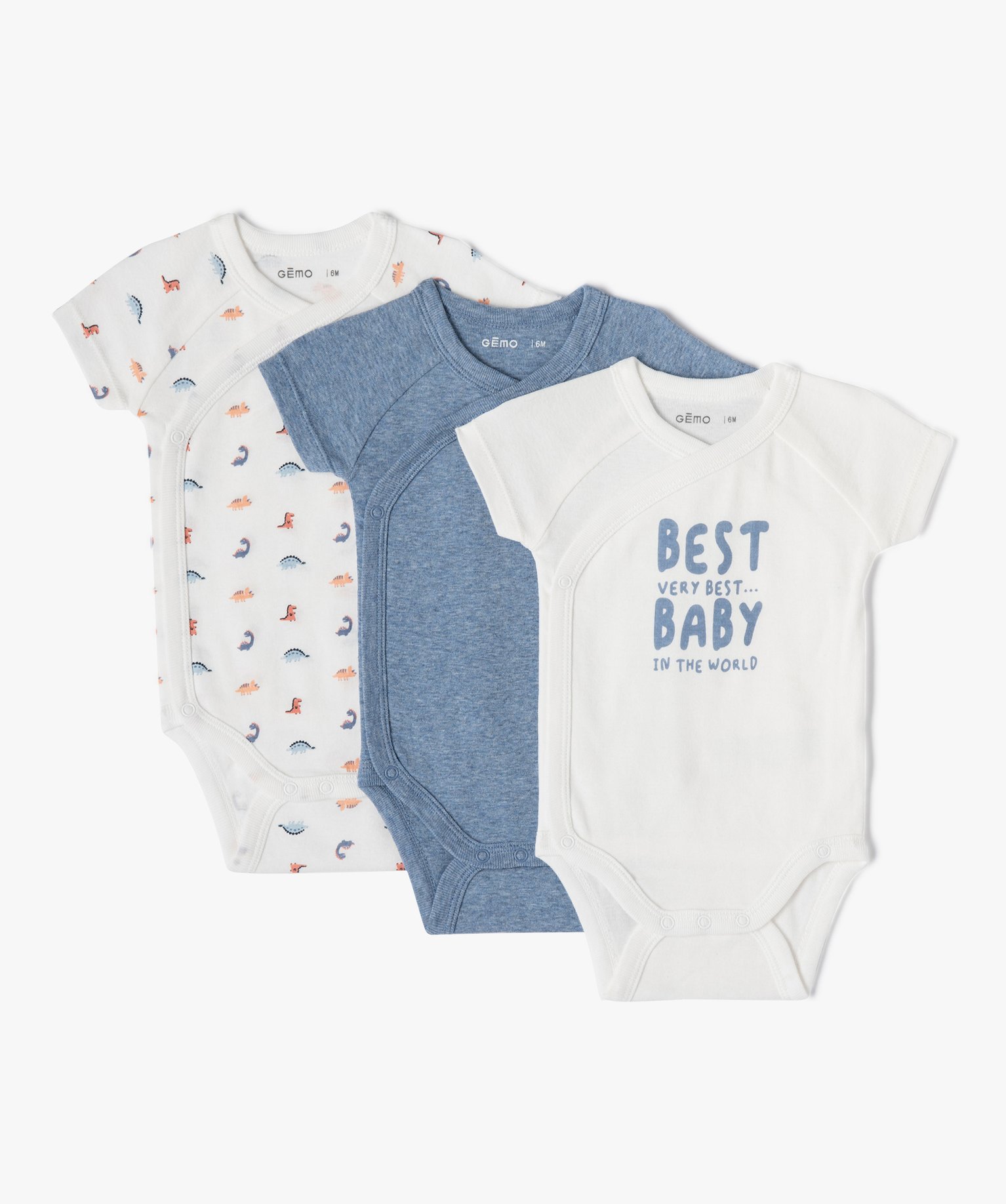 Body bébé à manches courtes et ouverture croisé motif di... blanc | GEMO