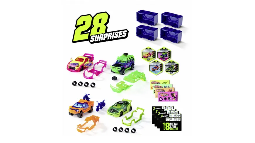 Majorette - Tune Ups Series 3 - 4er Set mit 28 Überraschungen, 4 von 18 Autos zum Tunen im Überraschungspack