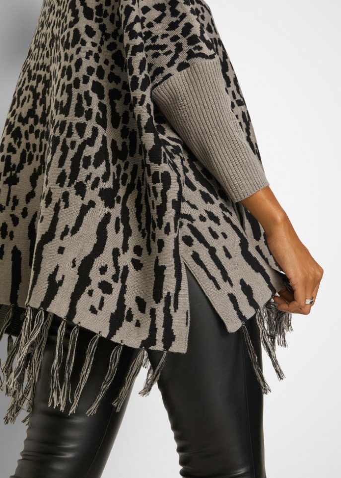 Poncho-Pullover mit Animal-Design