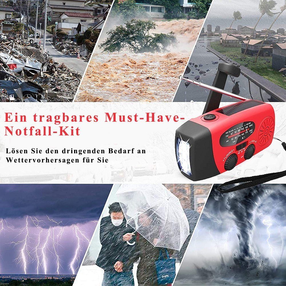 IBETTER Digitalradios UKW-Radios,Wetterradio  UKW-Radio Radio (Tragbares Notradio Solar Dynamo Power Upgrade-Version)