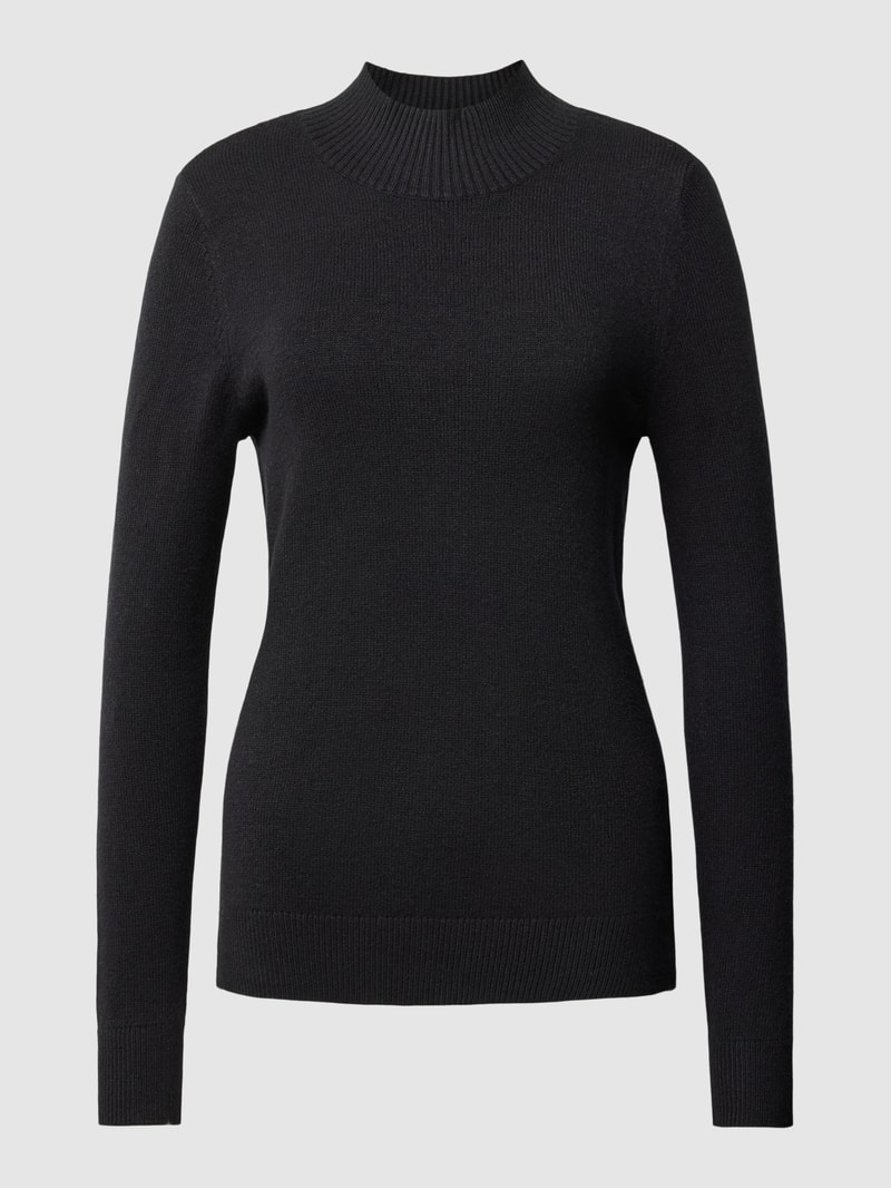 Strickpullover mit Stehkragen in schwarz