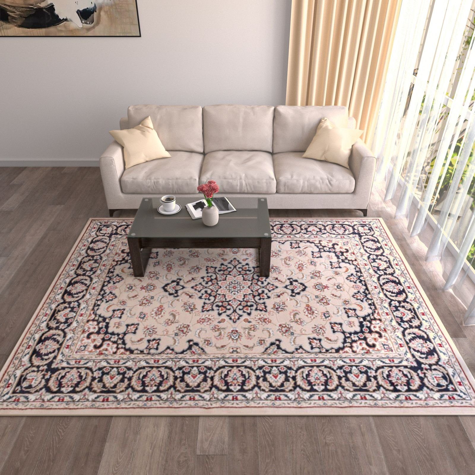 Orientteppich Oriente Teppich - Traditioneller Teppich Orient Beige, Mazovia, 60 x 100 cm, Geeignet für Fußbodenheizung, Pflegeleicht, Wohnzimmerteppich