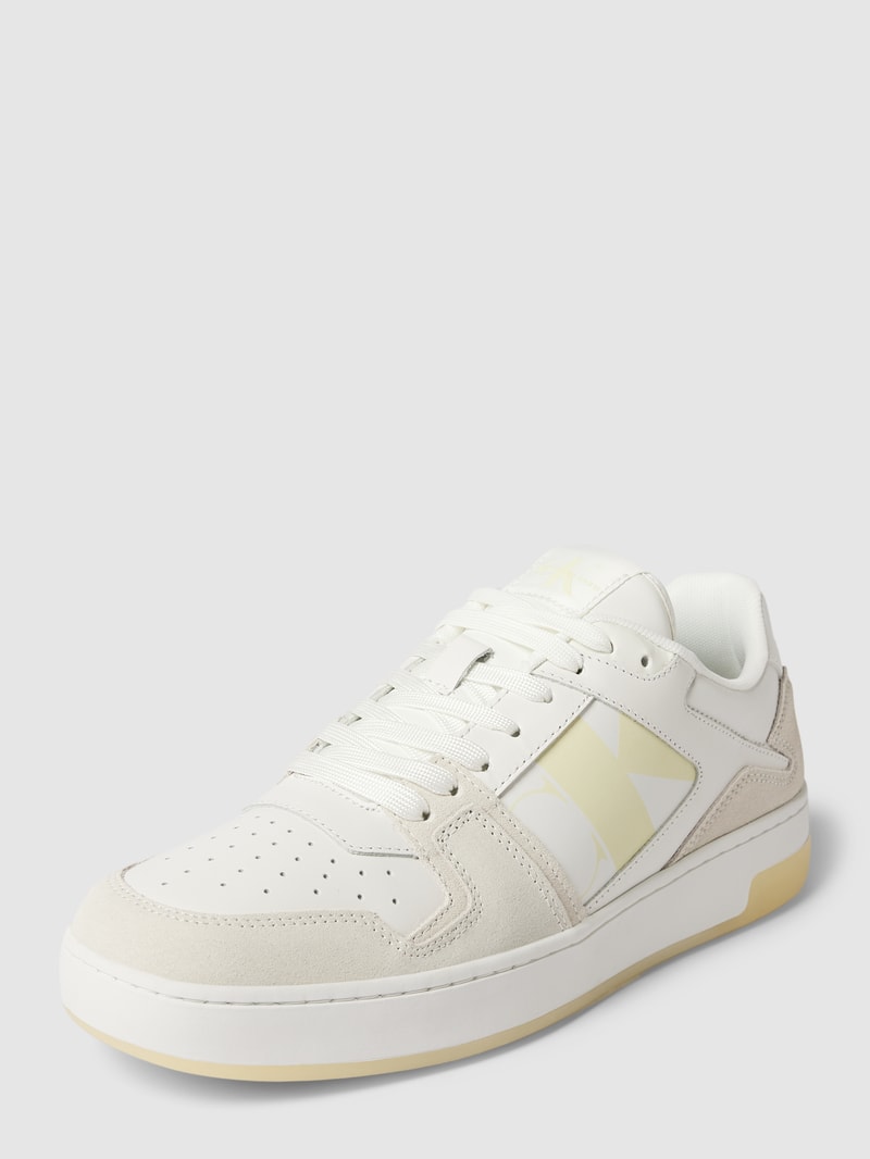 Sneaker aus Leder mit Label-Detail in weiss