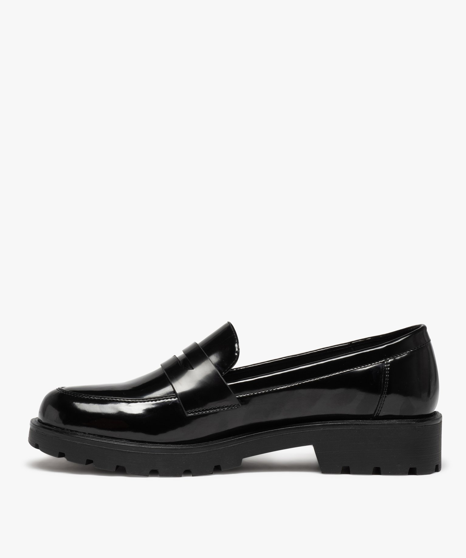 Mocassins femme vernis à semelle crantée noir | GEMO