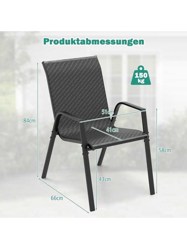 COSTWAY 4er Set Gartenstühle in Schwarz günstig kaufen onesize