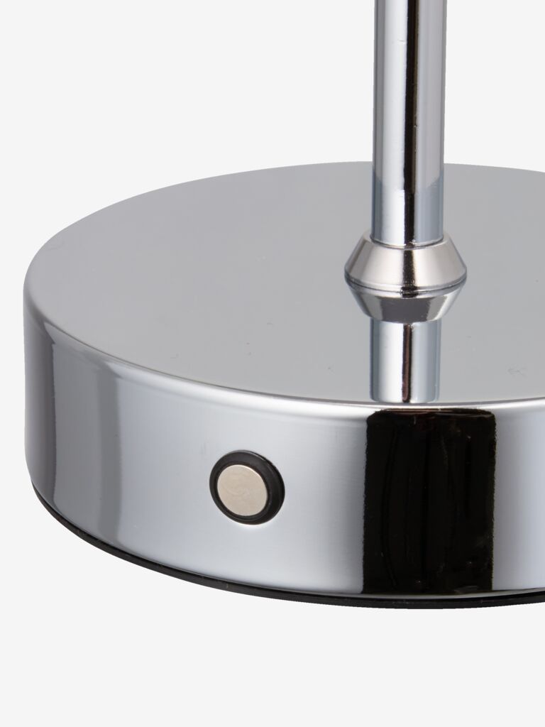 KENT KENT battery-operated lamp Ø16xH25cm with timer, chrome