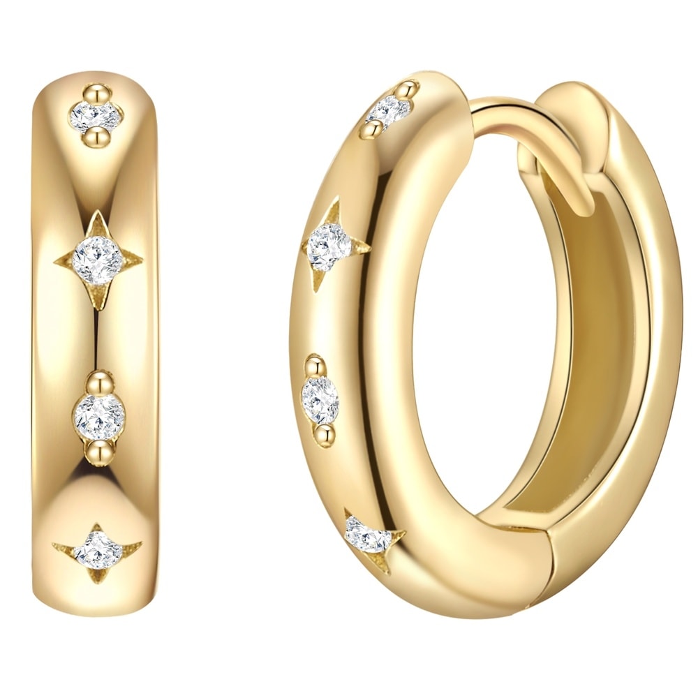 Glanzstücke München Créoles en argent Argent sterling Oxyde de zirconium (CZ) en Or jaune Boucles d'oreilles