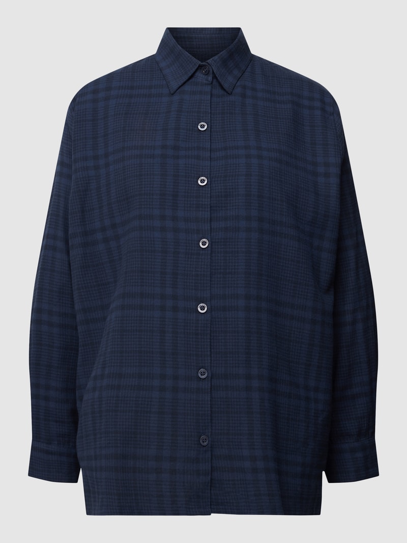 Pyjama-Oberteil mit Karomuster in marineblau