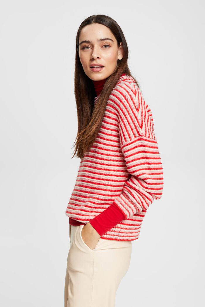 Grobstrickpullover mit Streifen