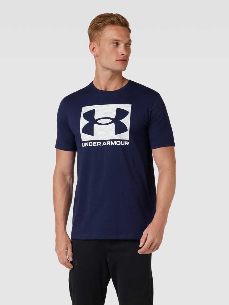 T-Shirt mit Label-Print Modell 'ABC CAMO BOXED LOGO' in marineblau