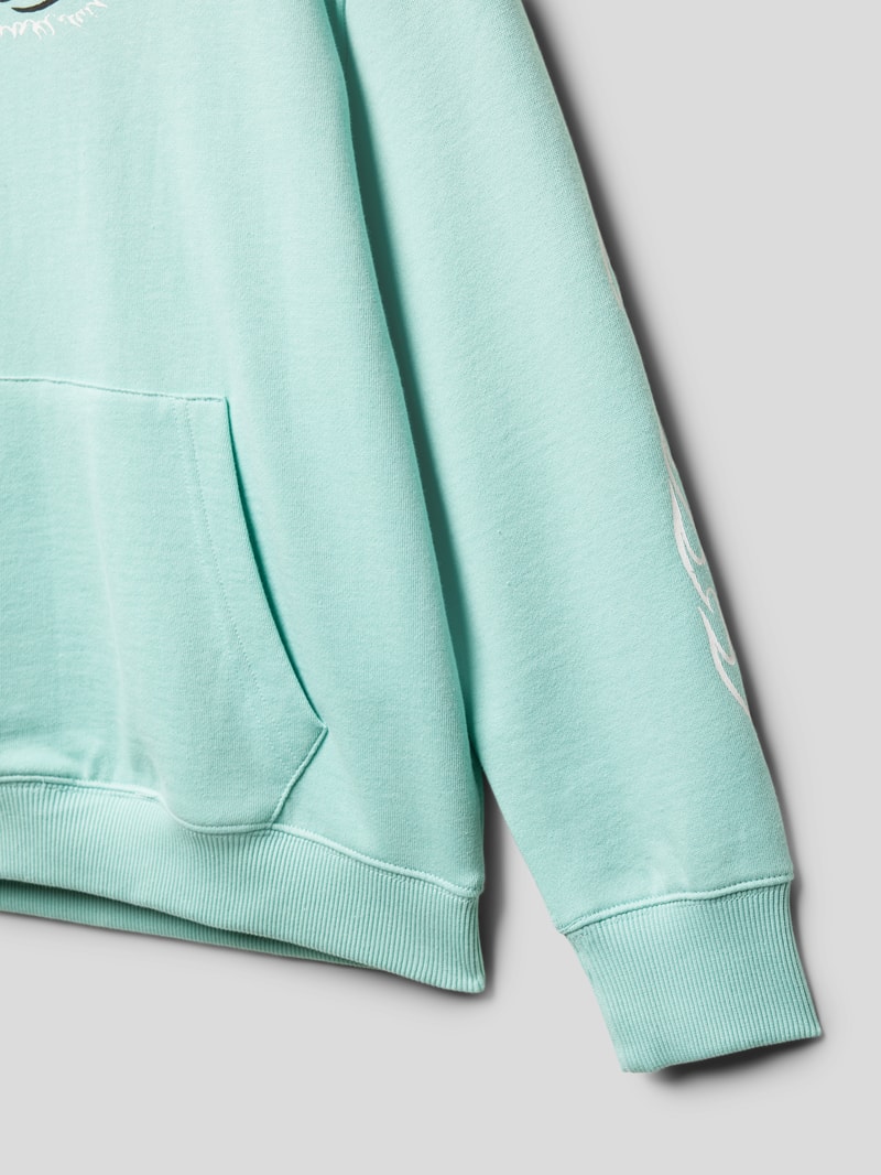 Hoodie mit Label-Print Modell 'RADICAL TIMES' in helltürkis