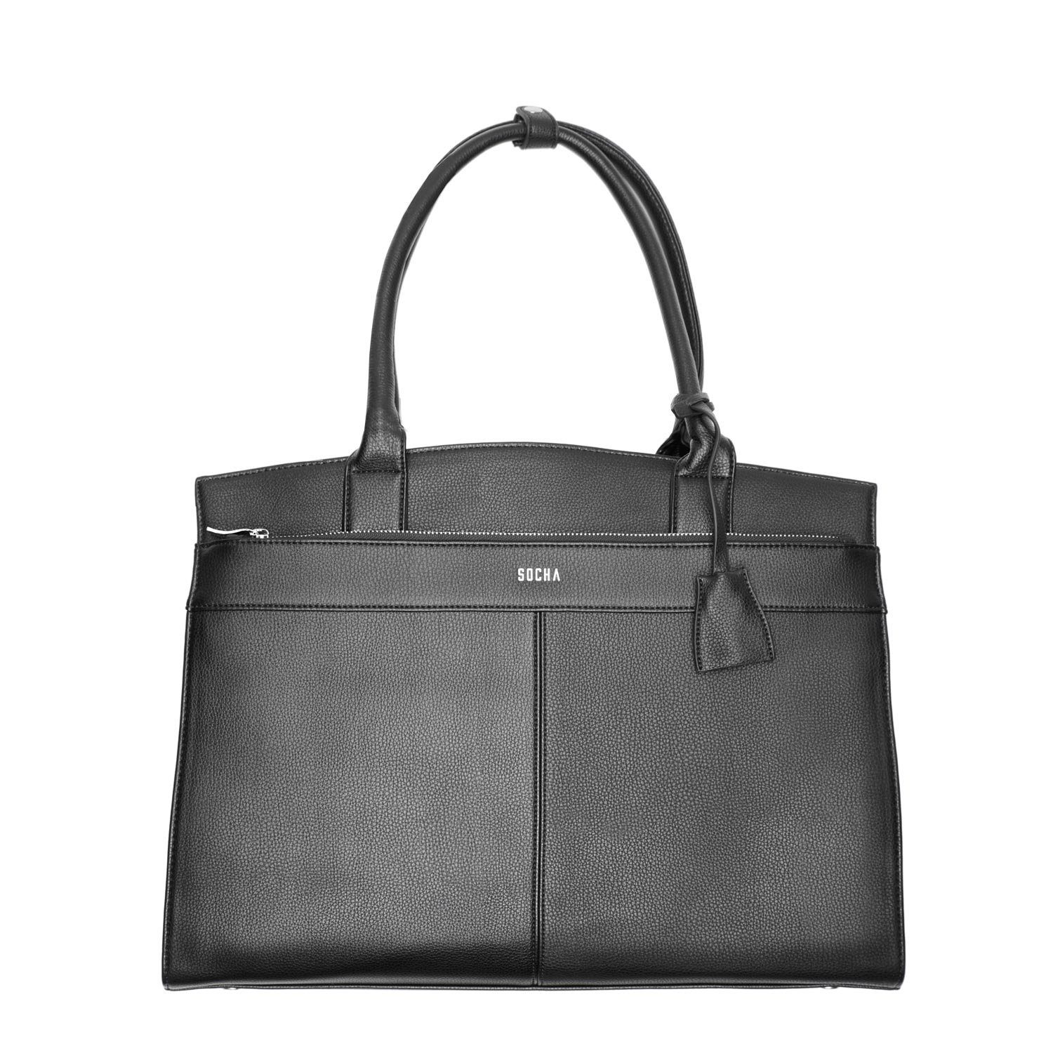 SOCHA Laptoptasche Iconic Black 15.6 Zoll, Businesstasche für Damen - herausnehmbares Laptopfach - extra leicht - Aktentasche mit Tragegurt