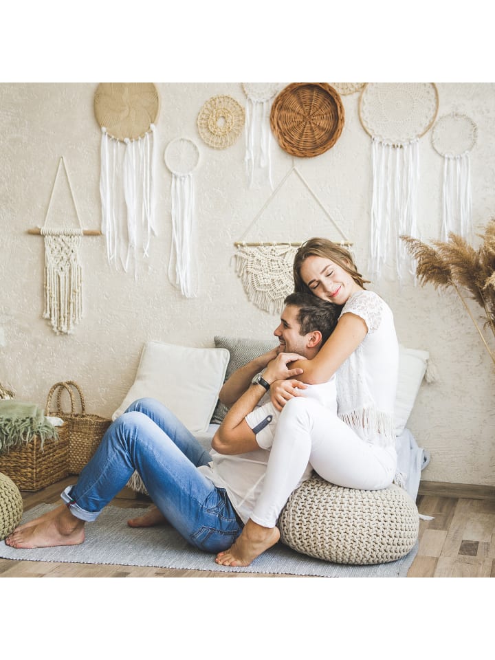 relaxdays Makramee Wandbehang in Creme - (B)60,5 x (H)65 cm günstig kaufen onesize