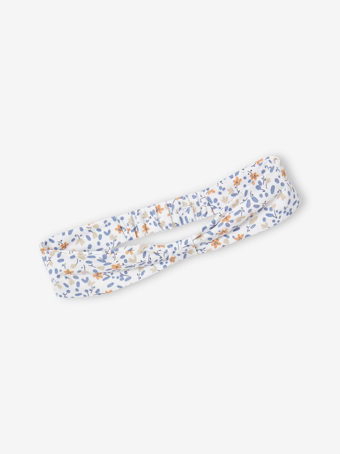 Ensemble 3 pièces bébé fille tee-shirt, short velours et bandeau écru