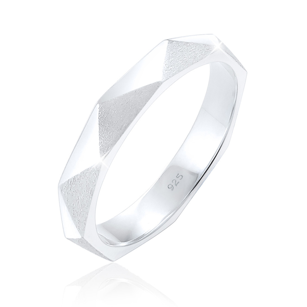 Elli Elli Bague Hexagon Geo Minimal glänzend brushed 925 Silber Bague