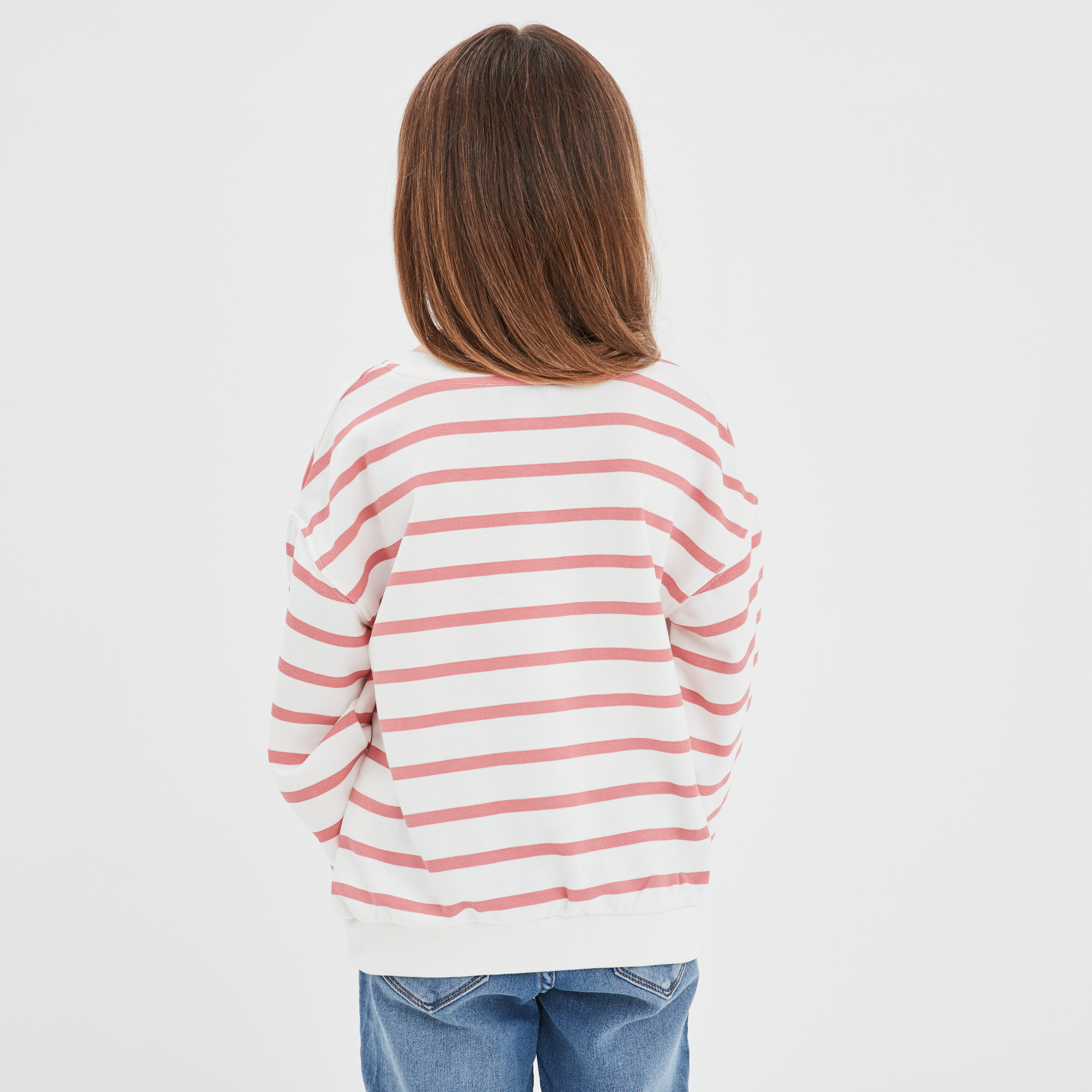 Sweat col rond manches longues blanc fille | La Halle