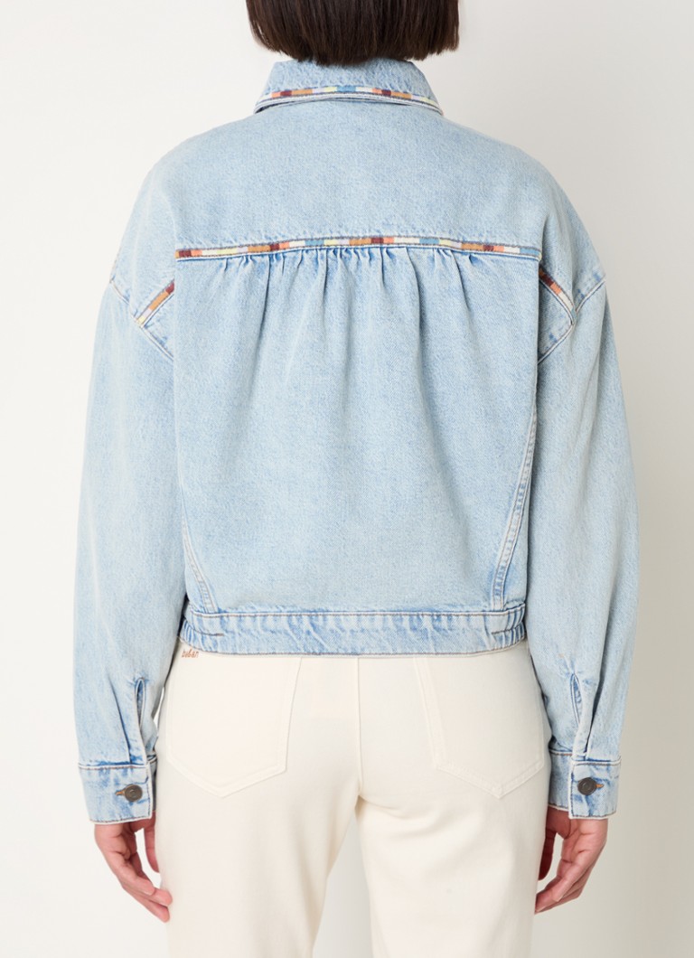 Jachetă din denim Ba&sh Fox cu broderie și buzunare laterale.