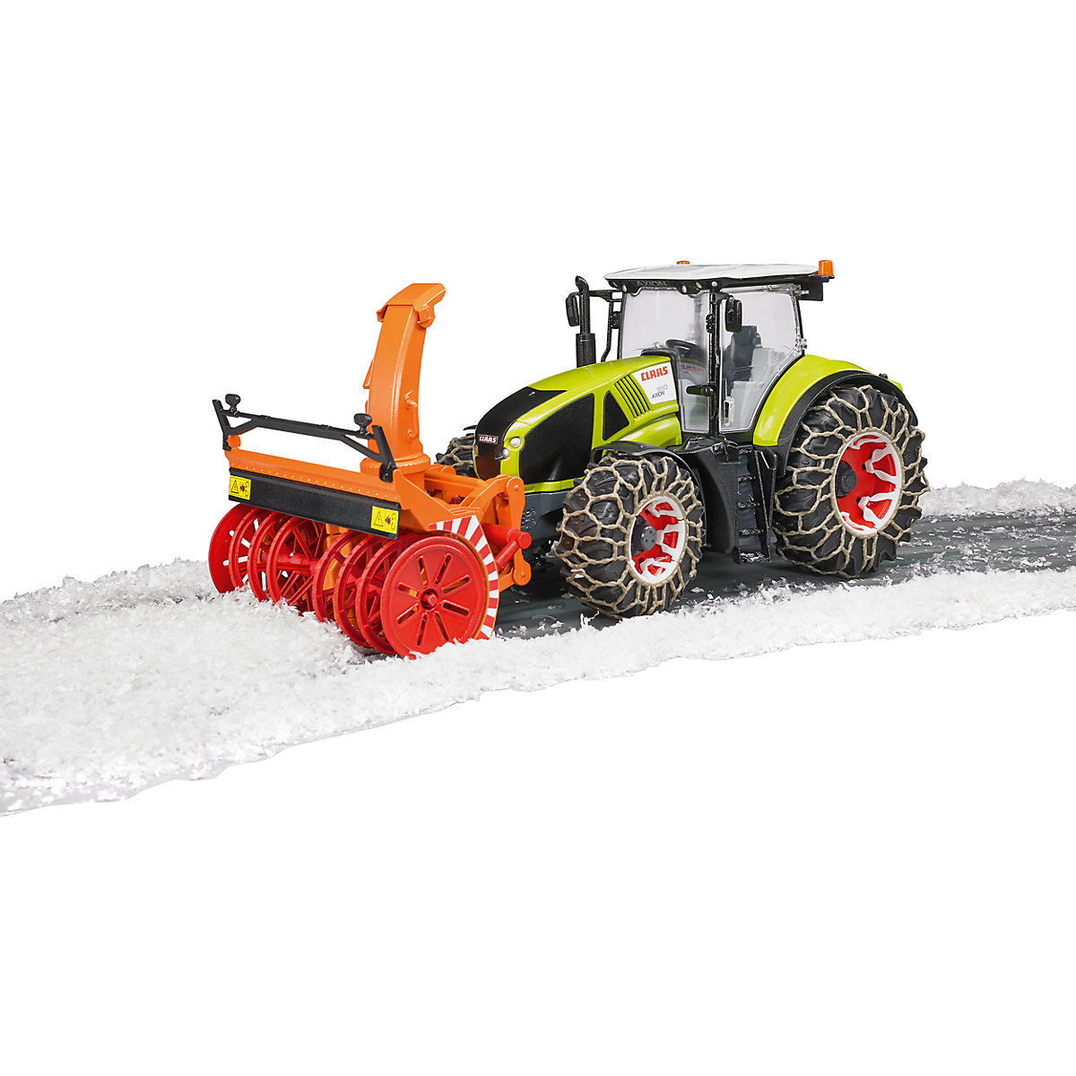 Claas Axion 950 mit Schneeketten und Schneefräse 1:16