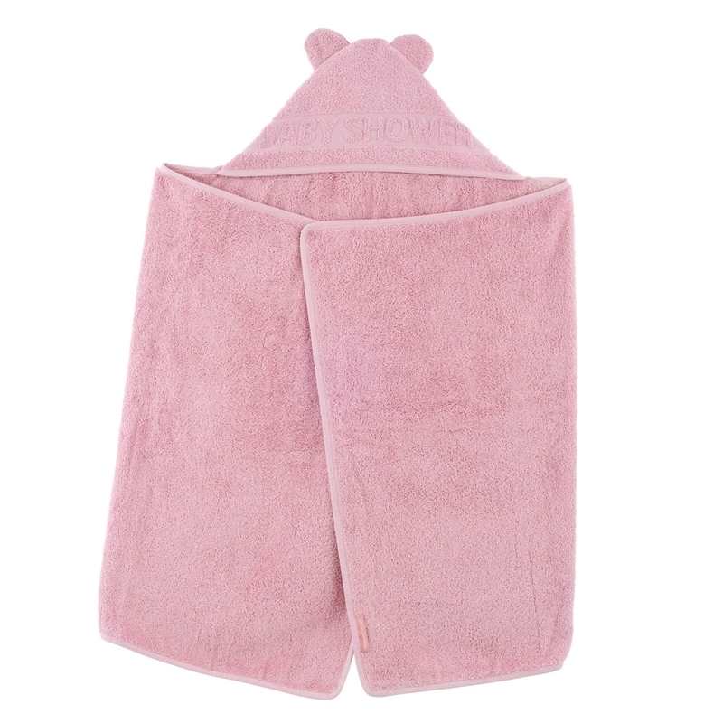 Cape de bain à oreilles Baby Shower vieux rose