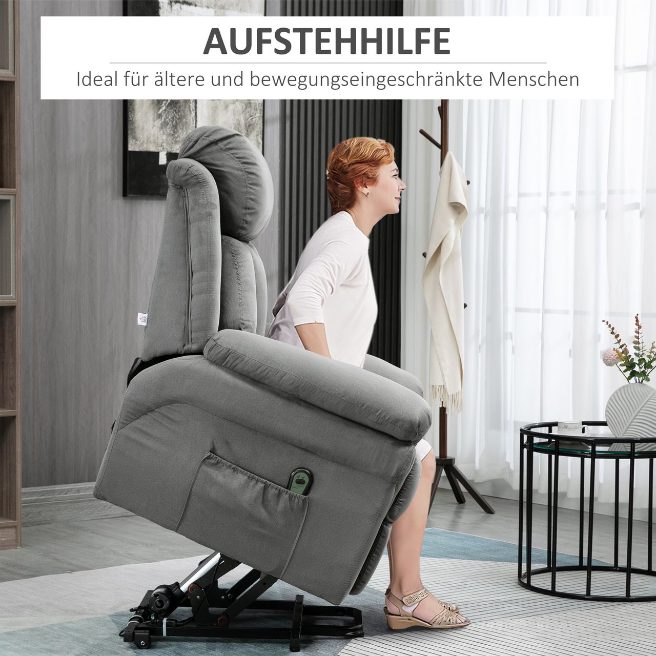HOMCOM Elektrischer Fernsehsessel Aufstehsessel Sessel mit Aufstehhilfe