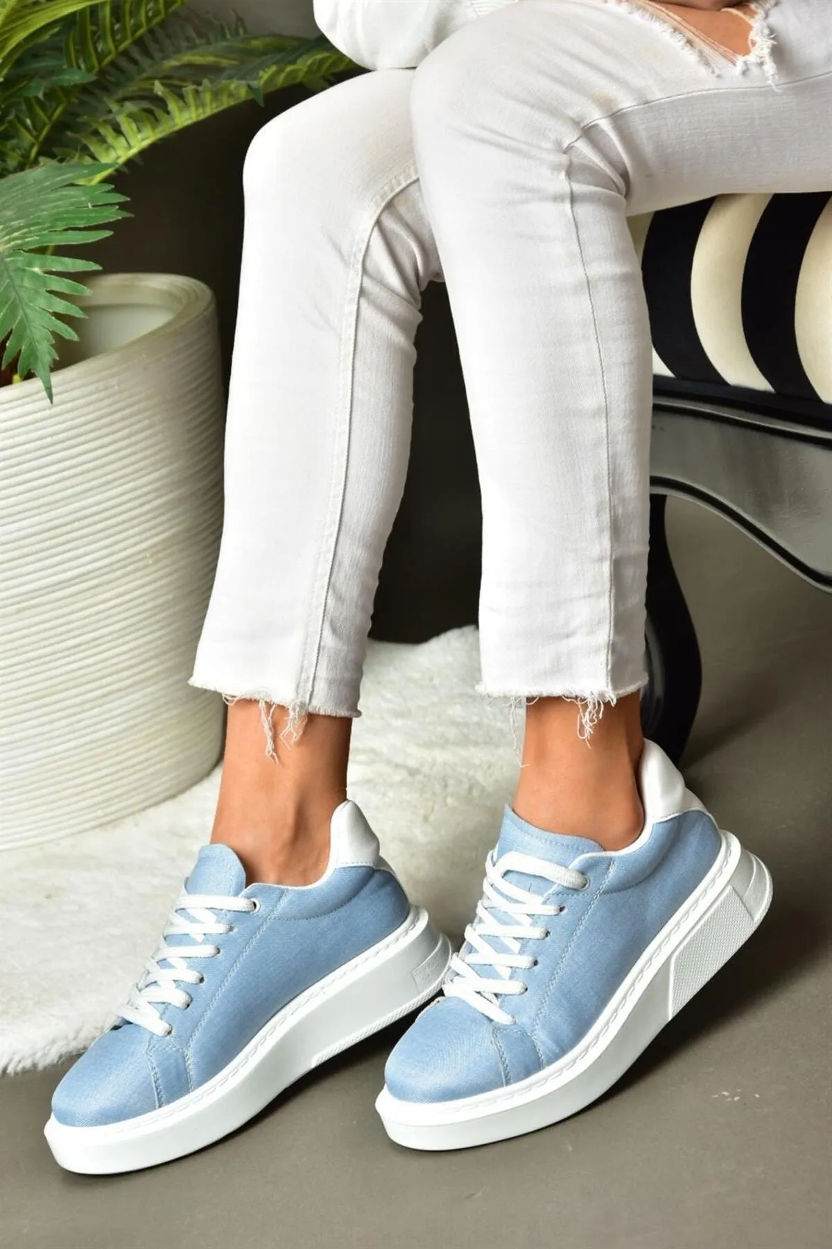 Fox Shoes  P848231410 Blau/weiße Damen-Sportschuhe-Sneaker