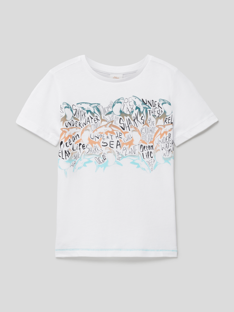 T-Shirt mit Motiv-Print in weiß