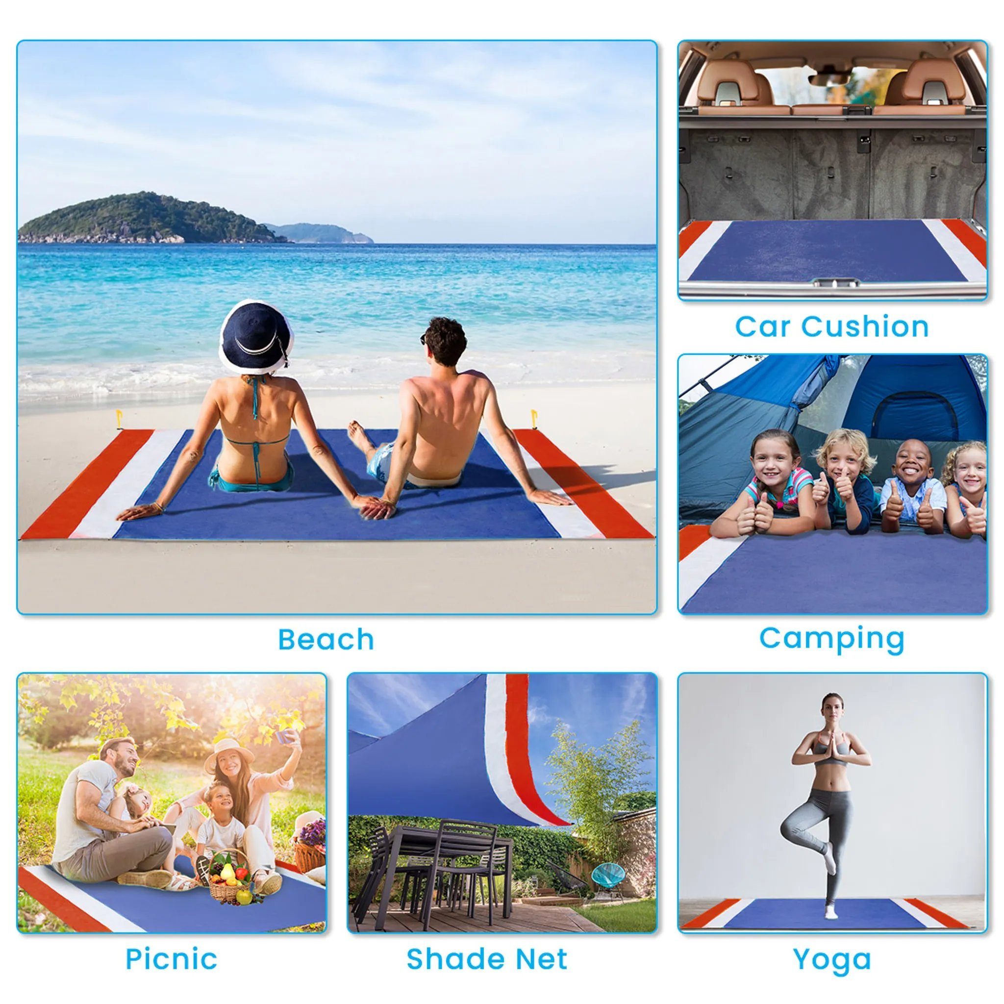 SGODDE Strandtuch Outdoor Camping Beach Matte, Polyester, Pocket-sized, Sand-/Wasser-/Staubabweisend